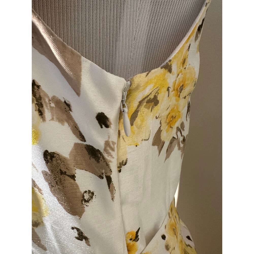 JH Floral Yellow & White Faux Wrap Tie Dress Sz 9 - Picture 5 of 9